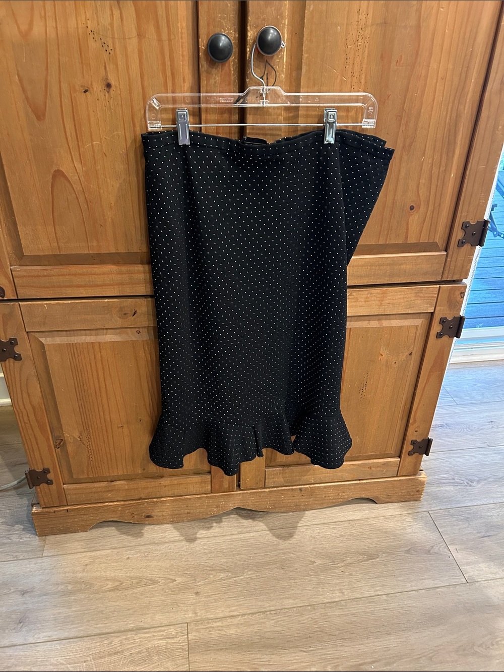 Michele Black Polka Dot Pencil Skirt with Ruffle Hem